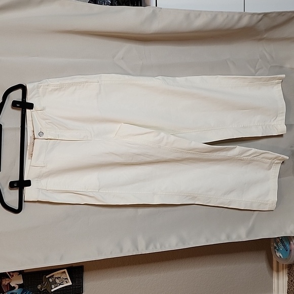 Soft Surroundings Denim Ankle White Jeans Size 12 Wide Leg - Picture 1 of 6